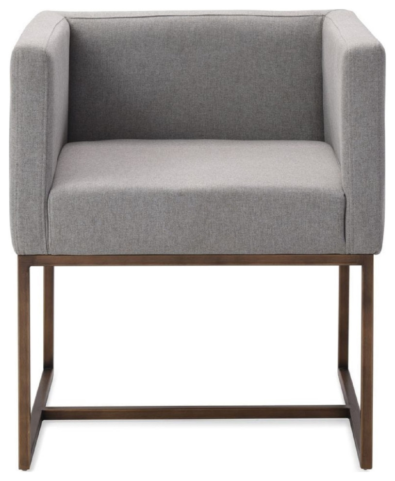 Cid 25 quotDining Chair  Smooth Gray Velvet  Cushioned Seat  Metal Base   Transitional   Dining Chairs   by VirVentures  Houzz