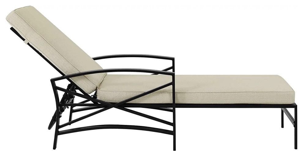 Outdoor Chaise Lounge  X Aluminum Frame  ampCushioned Seat   Transitional   Outdoor Chaise Lounges   by Decor Love  Houzz