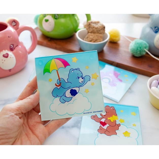 Silver Buffalo Care Bears Clouds Glass Coasters Set Of 4