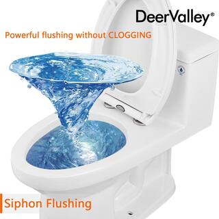 DEERVALLEY DeerValley 12 in. Rough in Size 1-Piece 1.28 GPF Single Flush Elongated Toilet in. White Seat Included DV-1F52627