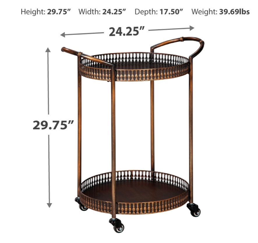 Clarkburn Bronze Finish Bar Cart