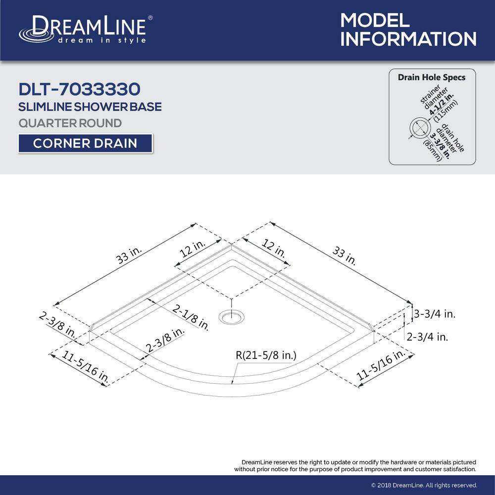 DreamLine Prime 33 in. x 33 in. x 76.75 in. H Corner Semi-Frameless Sliding Shower Enclosure in Chrome with Base and Back Walls DL-6152-01CL