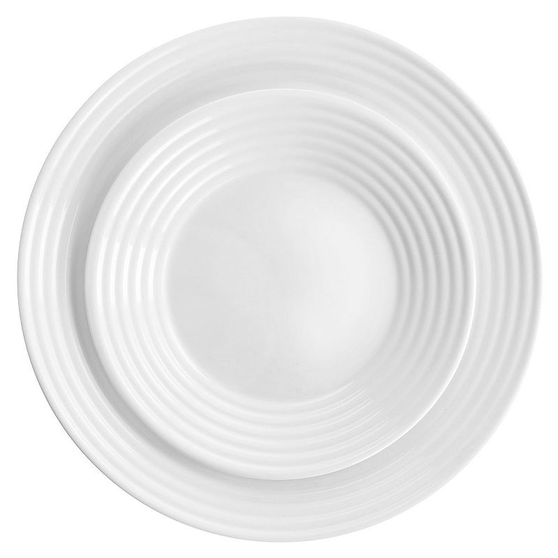 Gibson Ultra Patio 12 Piece Tempered Opal Glass Dinnerware Set in White