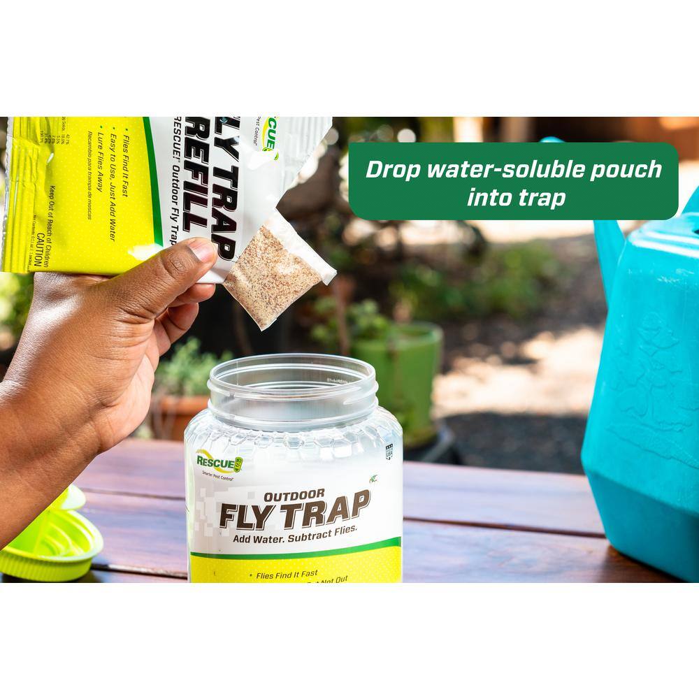 RESCUE Outdoor Reusable Fly Trap Canister with (3 Refills) FTR1 + FTA3