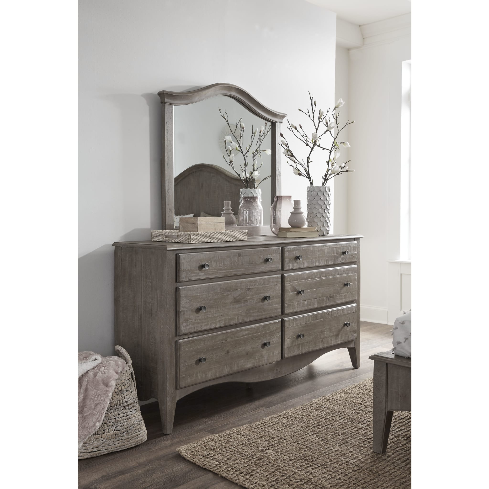 Cottage Taupe 6-Drawer 72 Dresser