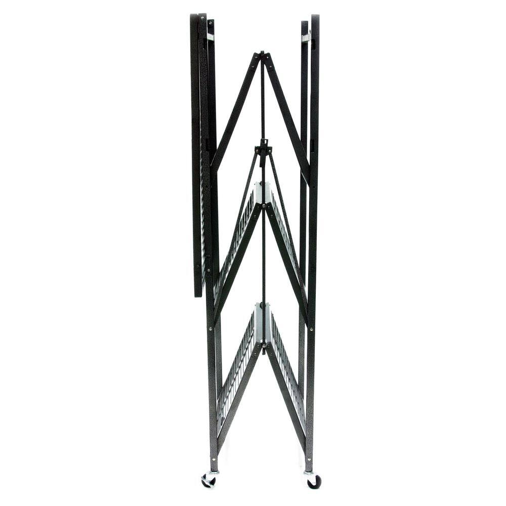 Origami Gray 4-Tier Multi Purpose Steel Folding Storage Rack with Wheels 20.9 in. x 35.8 in. x 60 in. (2-Pack) 2 x R5-01W