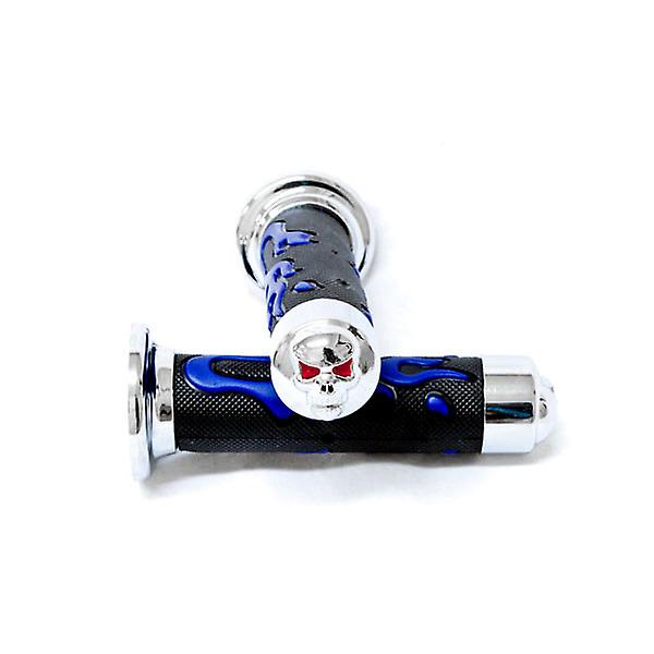 ATV / PWC Chrome Skull Hand Grips Blue Flame Grip Compatible with Polaris Saw Tooth