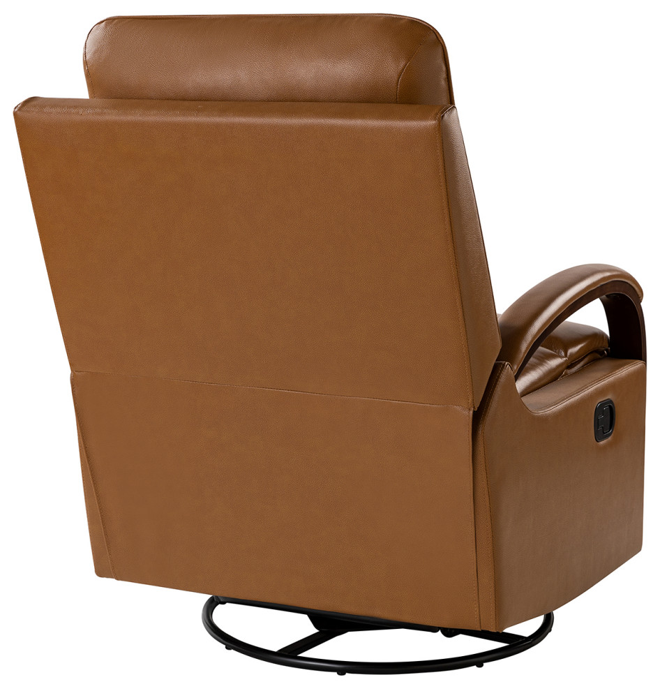 Konradin Genuine Leather Swivel Rocking Manual Recliner Set of 2   Contemporary   Recliner Chairs   by Karat Home  Houzz