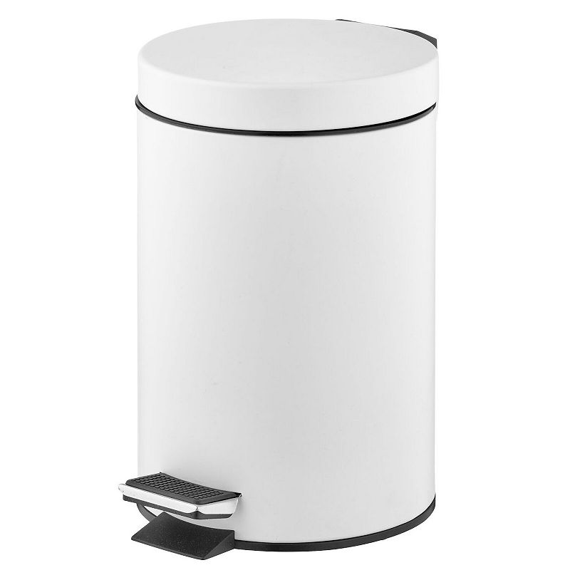 mDesign 3L Metal Round Step Garbage Trash Can with Removable Liner and Lid