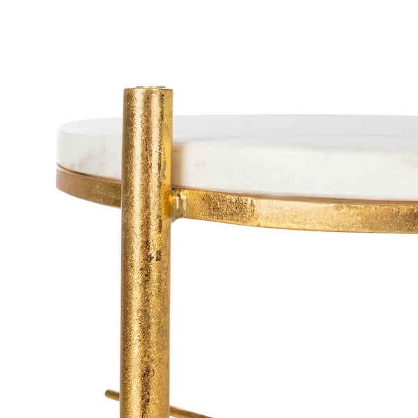 SAFAVIEH Jenesis Round Accent Table - White / Gold - 15.5