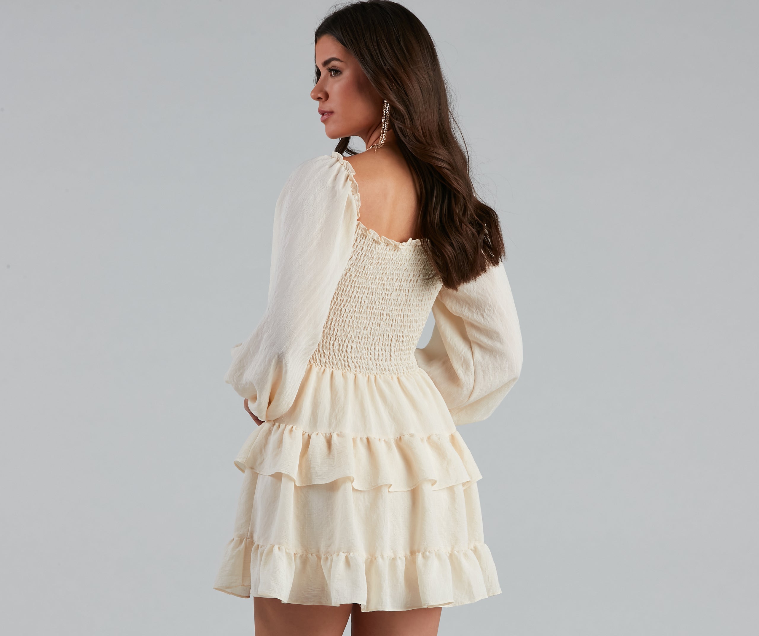 So Sweet Ruffled Cutout Skater Dress