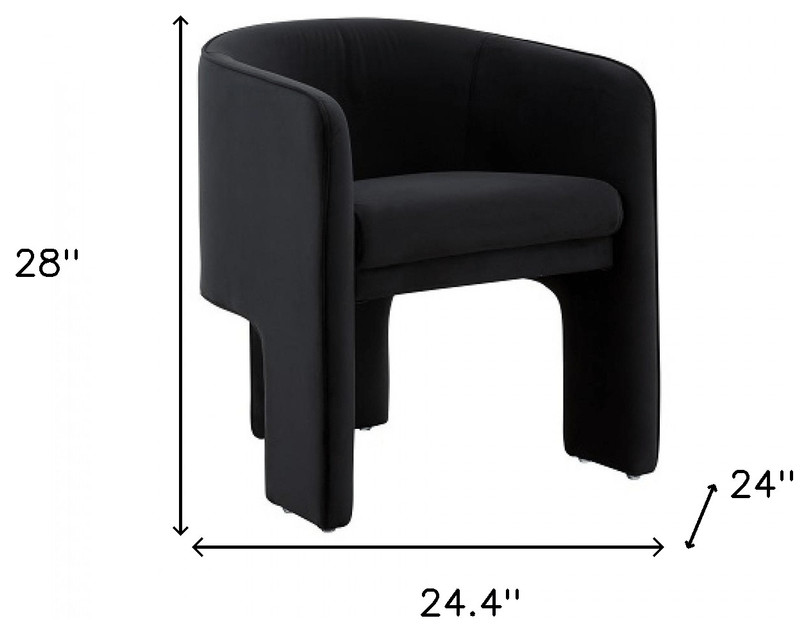 24 quotBlack Velvet Mod Three Leg Arm Chair   Transitional   Armchairs And Accent Chairs   by HomeRoots  Houzz