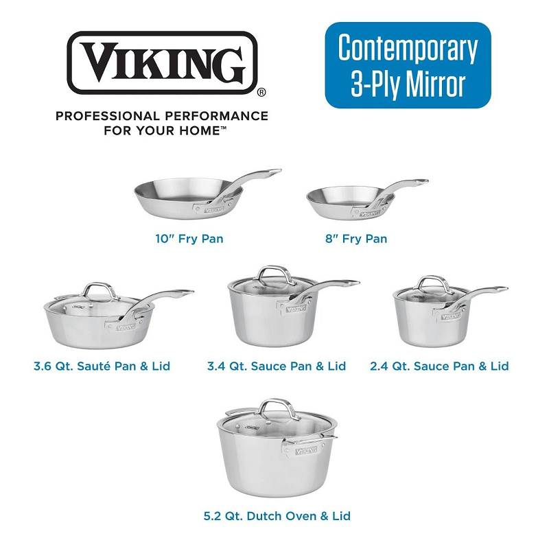 3 Ply 10pc Cookware Set | Viking Contemporary