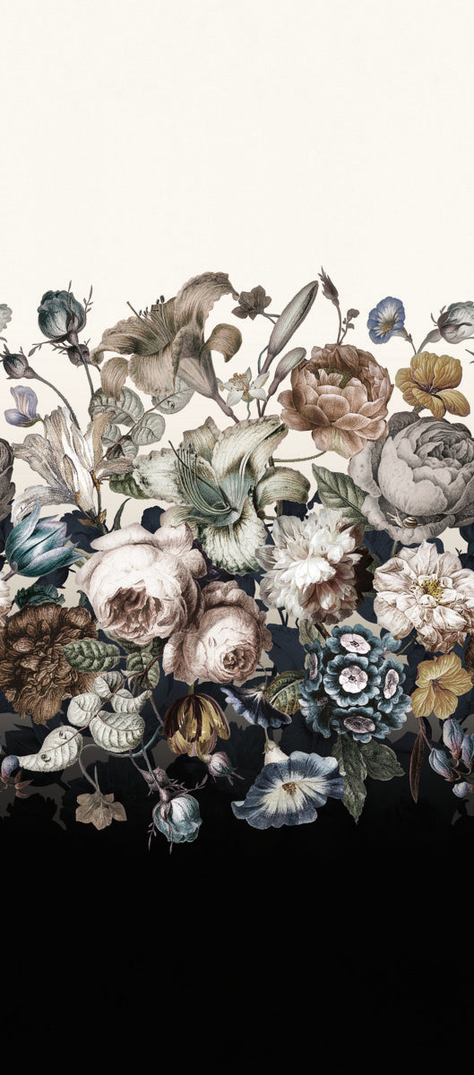 Rachel Rose Wall Mural in White from the Blooms Second Edition