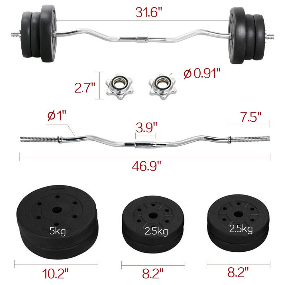 SmileMart 55 Lbs. High Quality Barbell Dumbbell Weightlifting Set Exercise Curl Weight Bar， Black