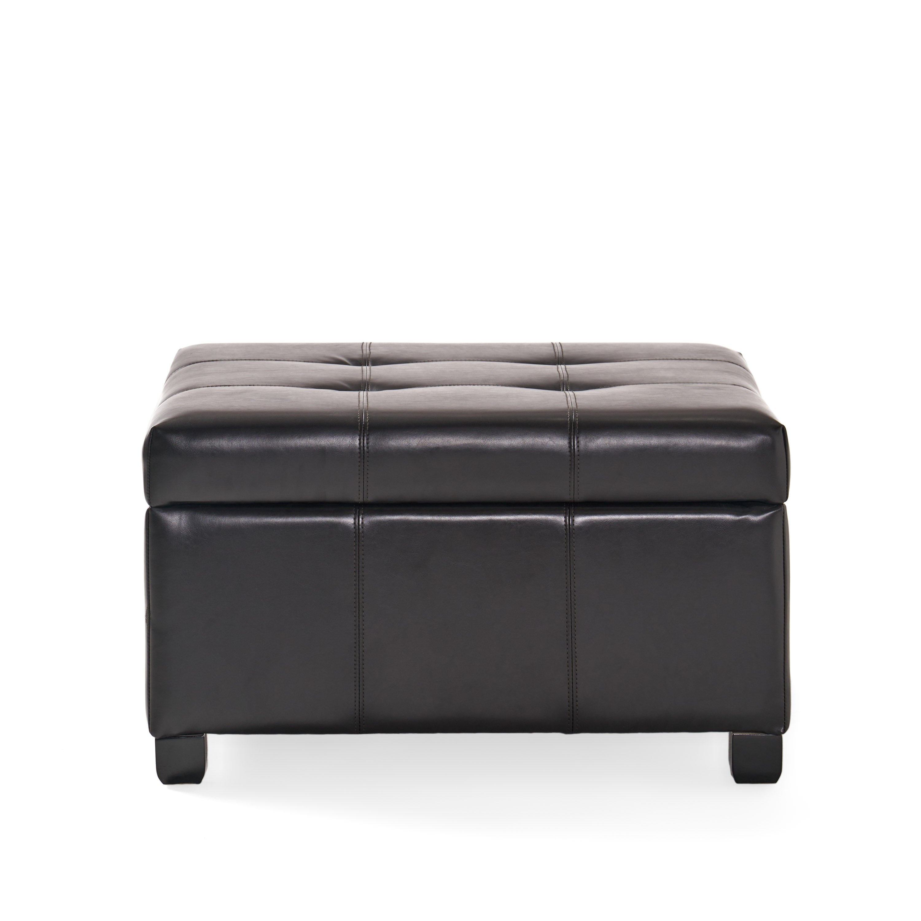 Boston Espresso Brown Tufted Leather Storage Ottoman Coffee Table