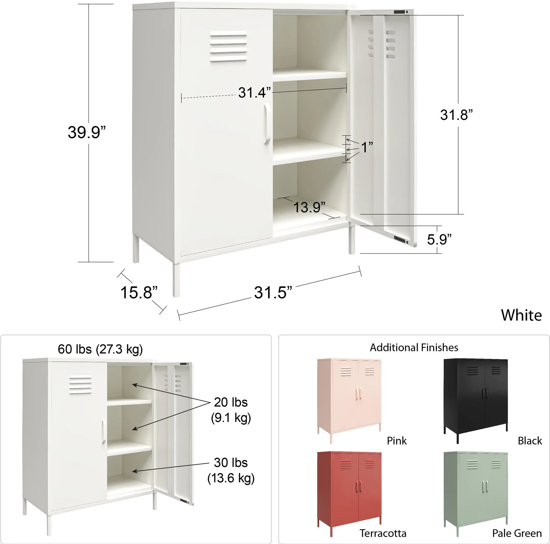 Mission Light Green 2 Door Metal Locker Storage Cabinet