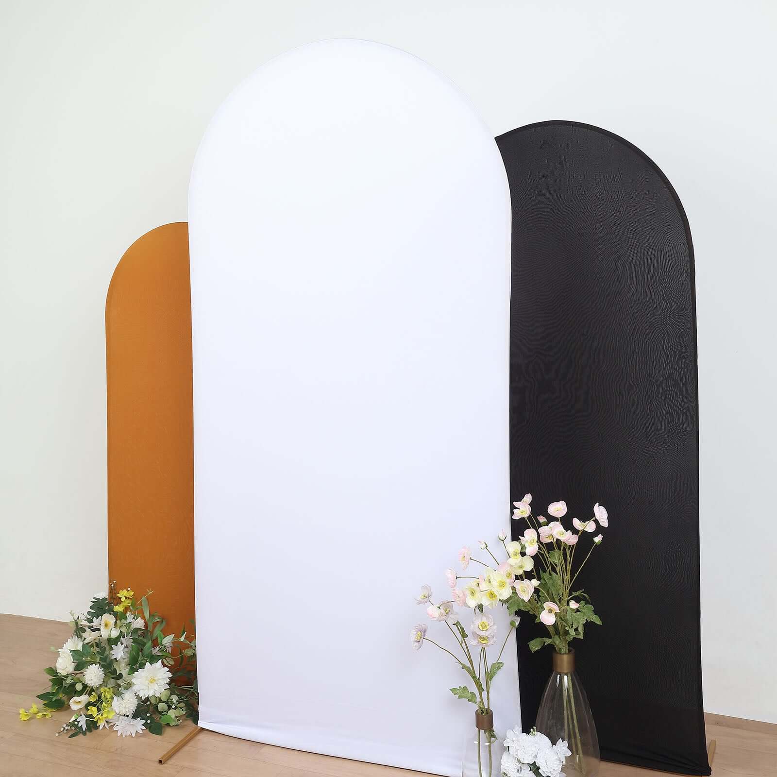 Matte White Spandex Fitted Wedding Arch Cover For Round Top Chiara Backdrop Stand 7ft