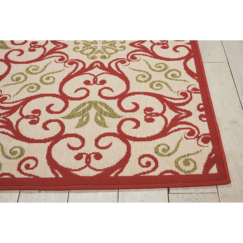 Nourison Caribbean Geo Floral Scroll Indoor Outdoor Area Rug - 9'3'' x 12'9''