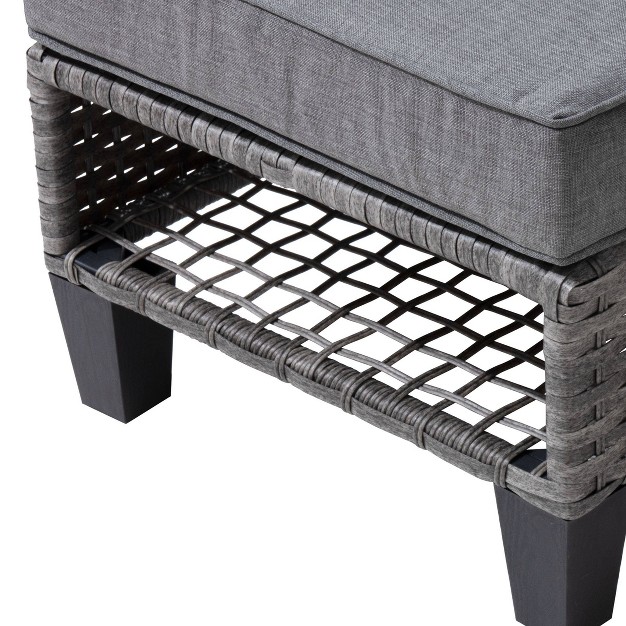 2pk Iron Outdoor Ottomans With Removable Cushions Gray Crestlive Products