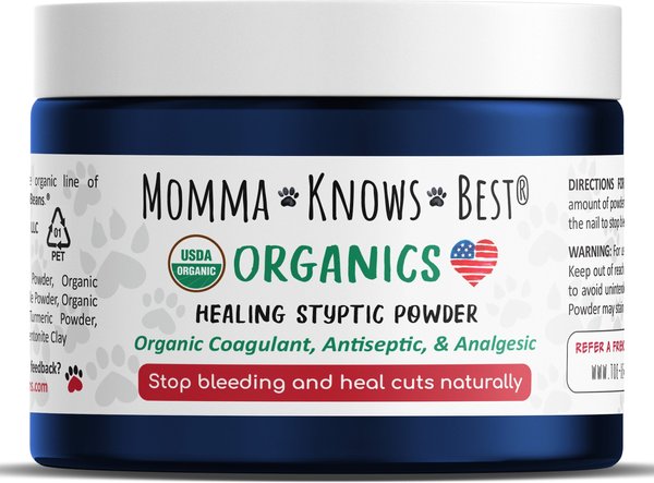 Momma Knows Best Styptic Powder for Dogs， Cats， and Small Pets， 0.7-oz