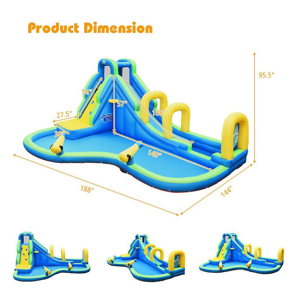 Costway Multi-Color Inflatable Water Slide Kids Bounce House Castle Splash Pool without Blower OP70401