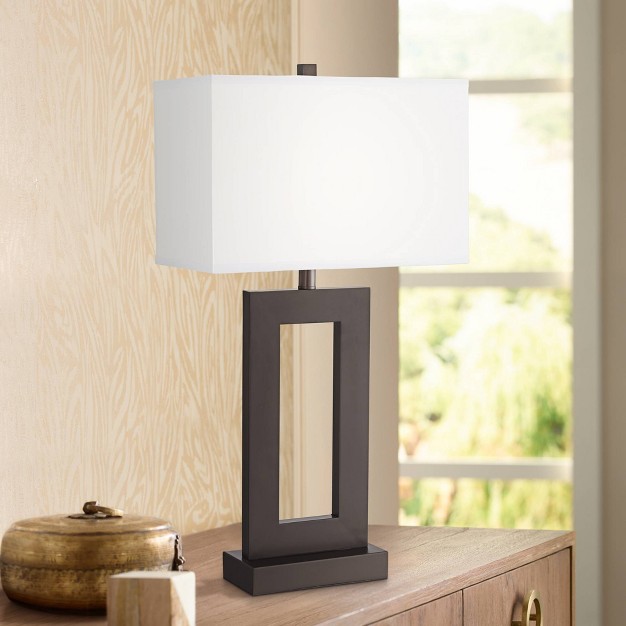 Tall Bronze Metal White Rectangular Shade For Bedroom Living Room Bedside Nightstand Office