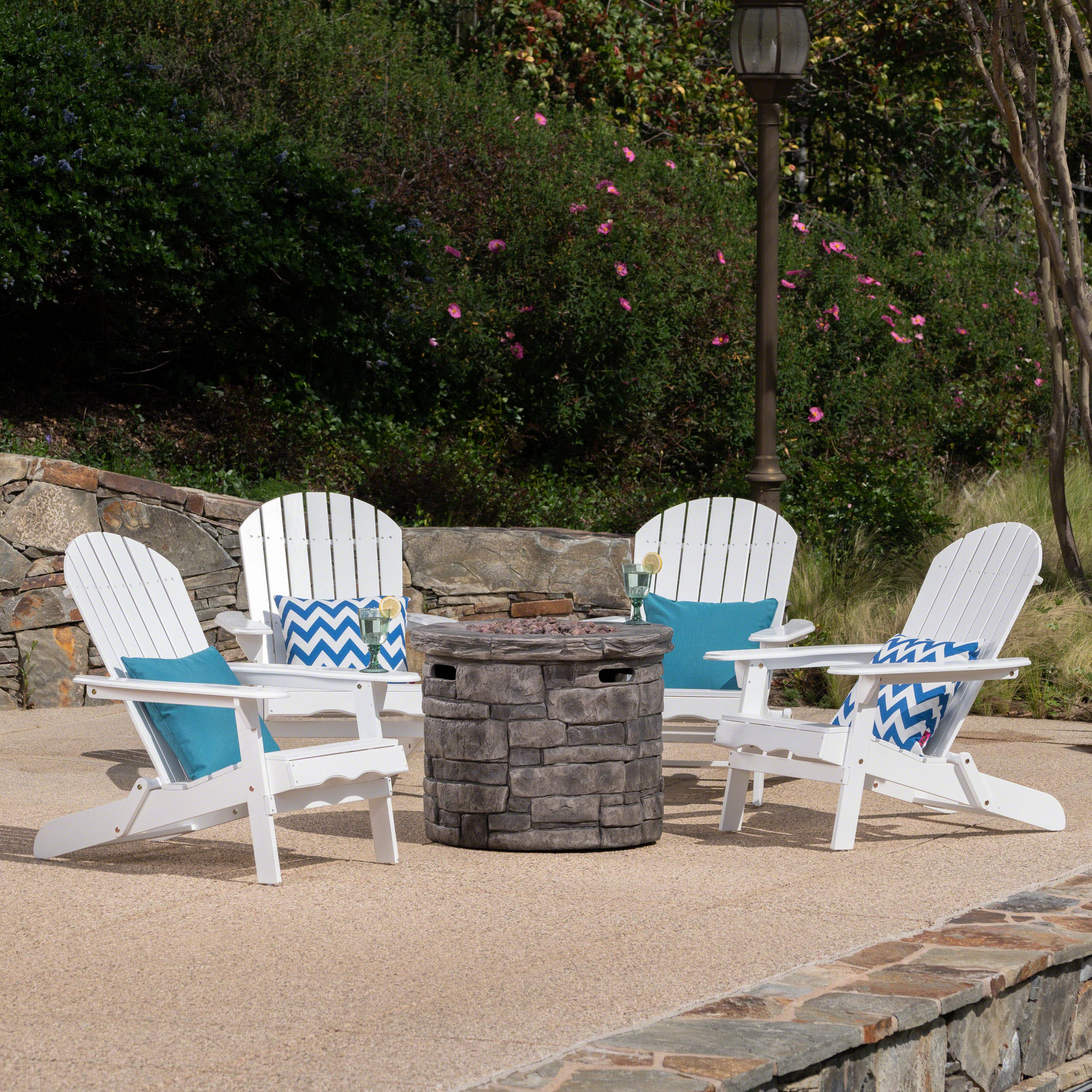 David Outdoor 5 Piece Adirondack Chair Set with Fire Pit