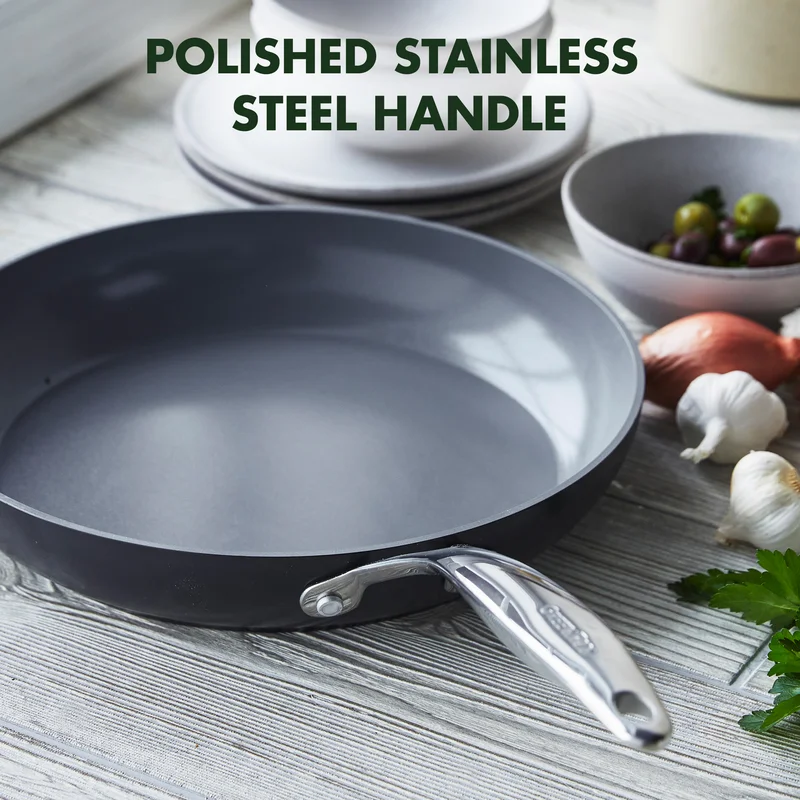 GreenPan Valencia Pro Hard Anodized Healthy Ceramic Nonstick 11 Frying Pan Skillet， PFAS-Free， Induction， Dishwasher Safe， Oven Safe， Gray