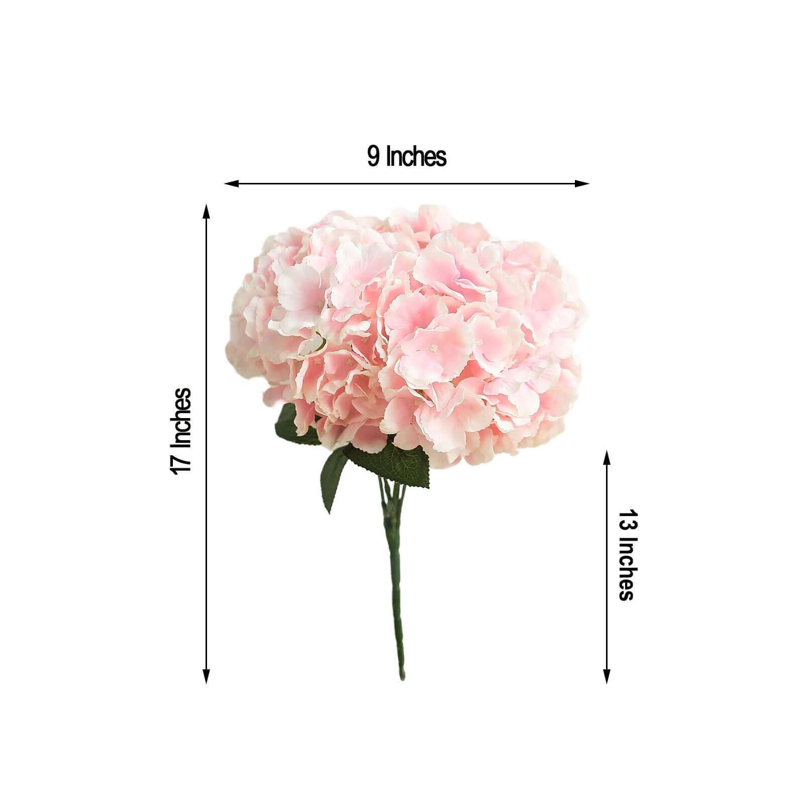 5 Bushes Blush Pink Artificial Silk Hydrangea Flower Bouquets