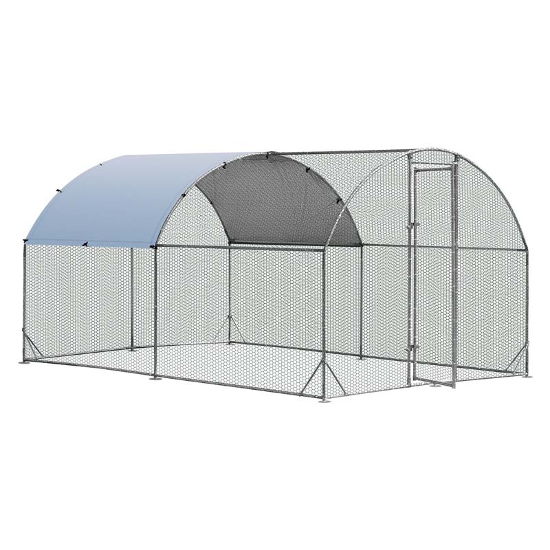 12.5 FT Large Metal Chicken Coop Walk-in Dome Poultry Cage Hen Run House Rabbits Habitat Cage with Cover