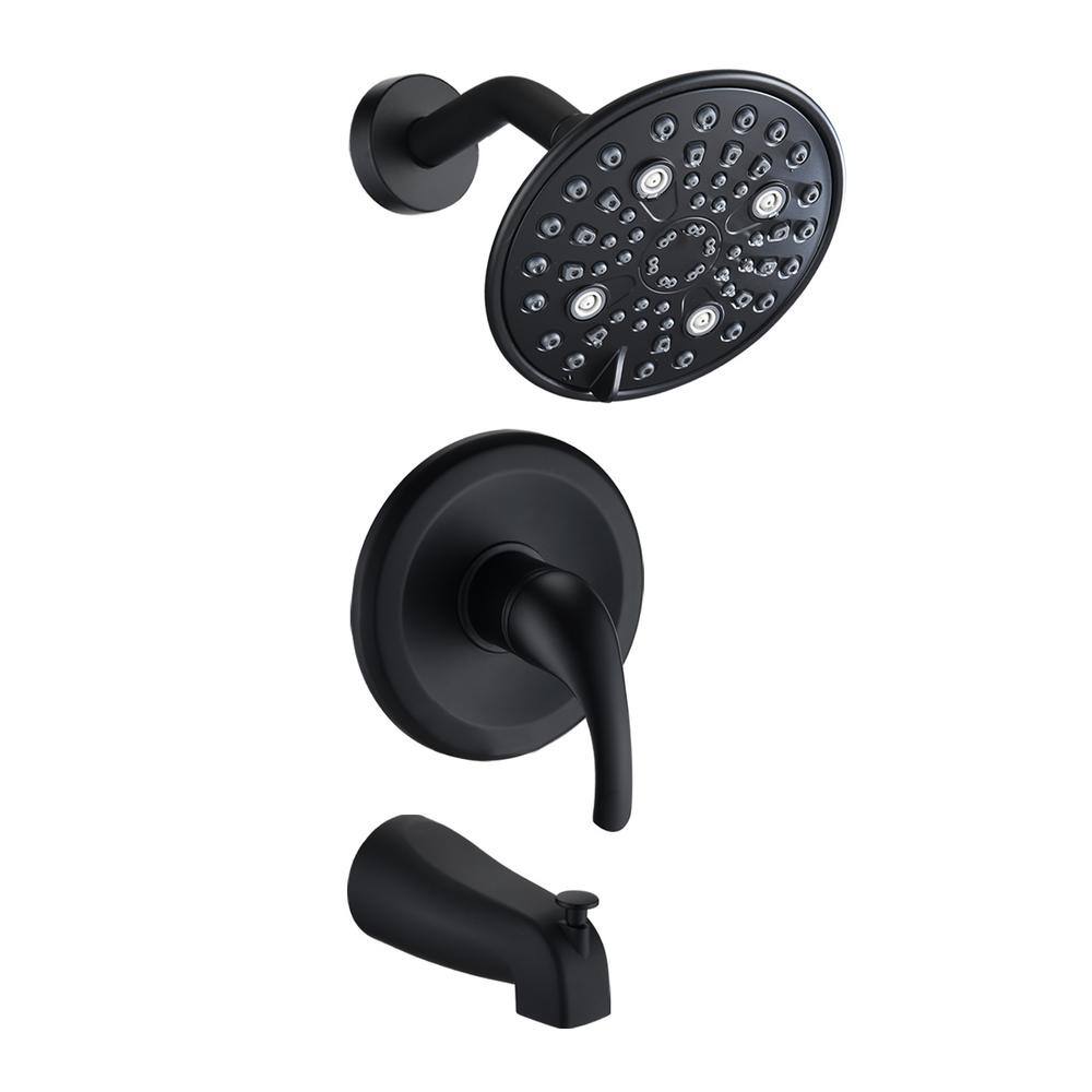 YASINU Single-Handle 5-Spray Tub and Shower Faucet in Matte Black (Valve Included) YNAA519MB