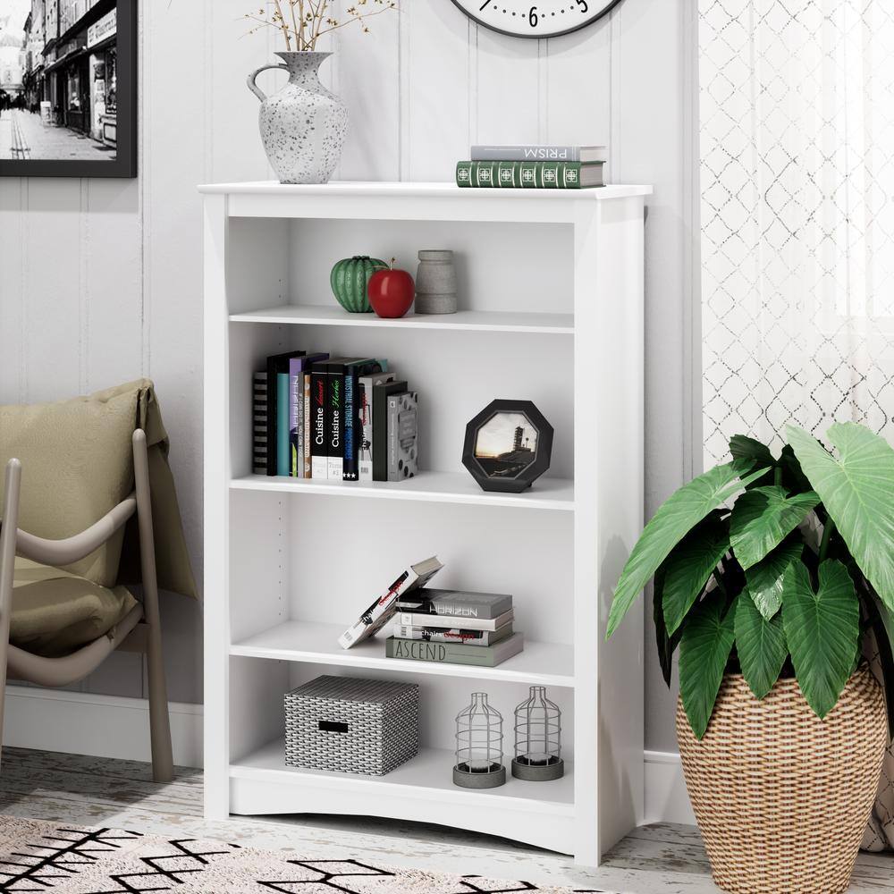 Prepac Home Office 31.5 in. in Wide White 4-Shelf Standard Bookcase WDL-3248