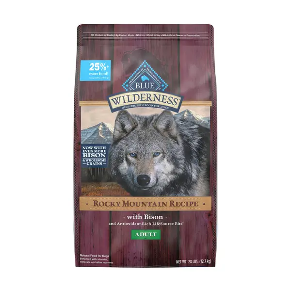 Blue Buffalo Wilderness 28 lb Rocky Mountain Bison with Grain High Protein Adult Dry Dog Food