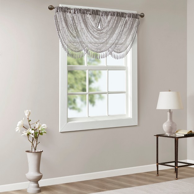 Clarissa Diamond Sheer Embroidered Waterfall Valance