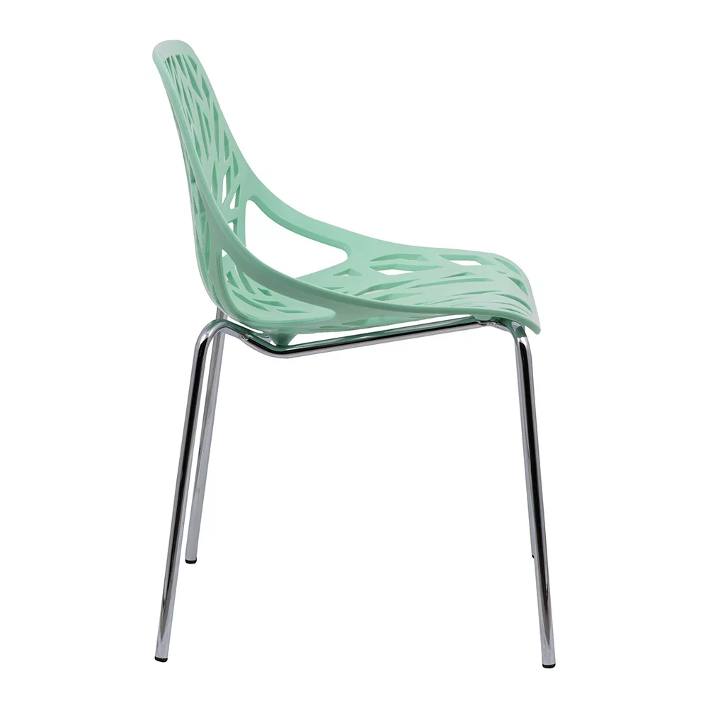 LeisureMod Modern Asbury Dining Chair with Chromed Legs - Mint