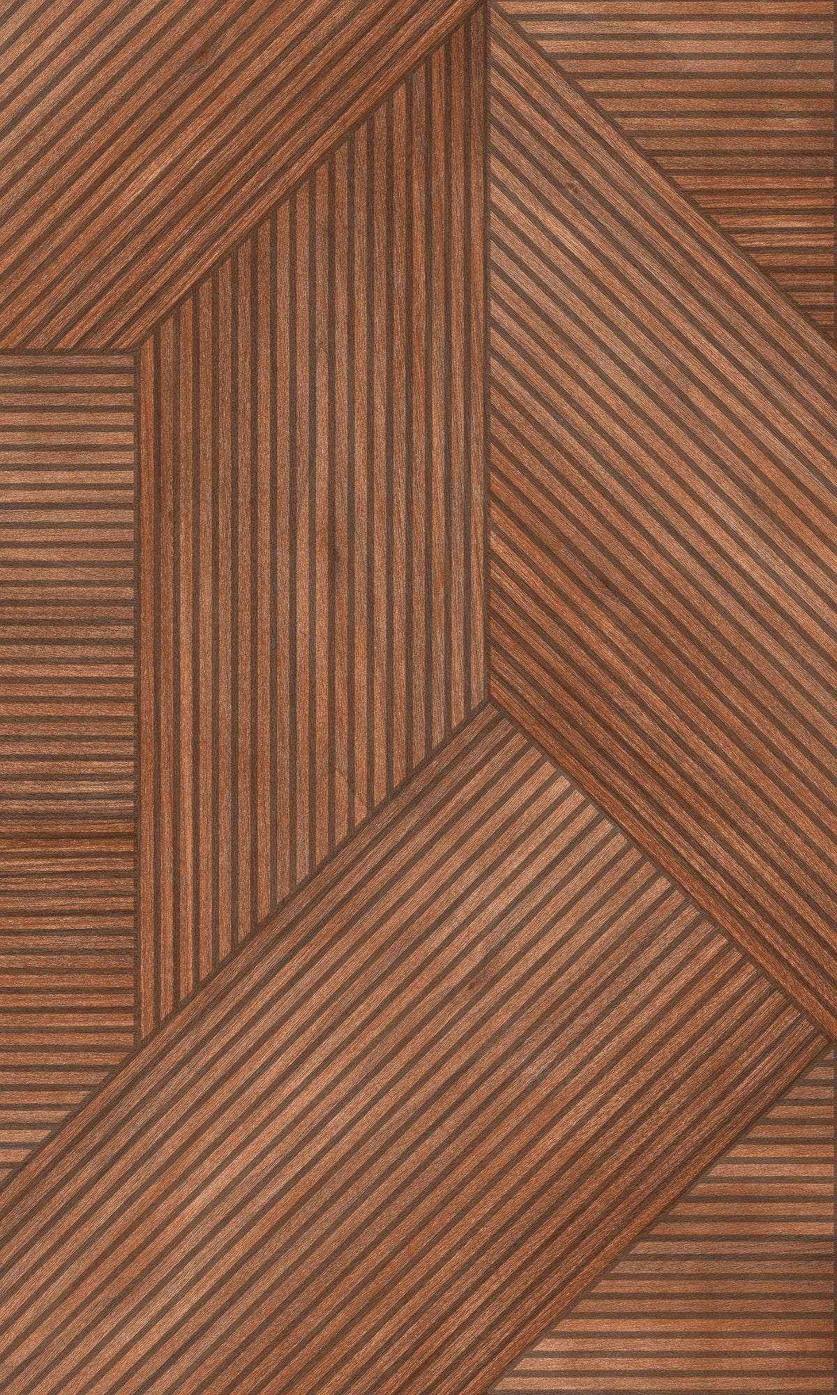 Geometric Wood Panel Wallpaper in Terracotta