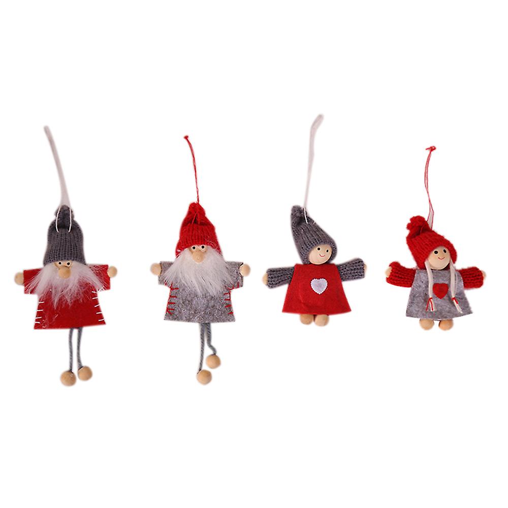 Christmas Wooden Doll Pendant Boys And Girls Doll Widget 4 Different Patterns Mini Decoration Christmas Gifts Rgb 5m