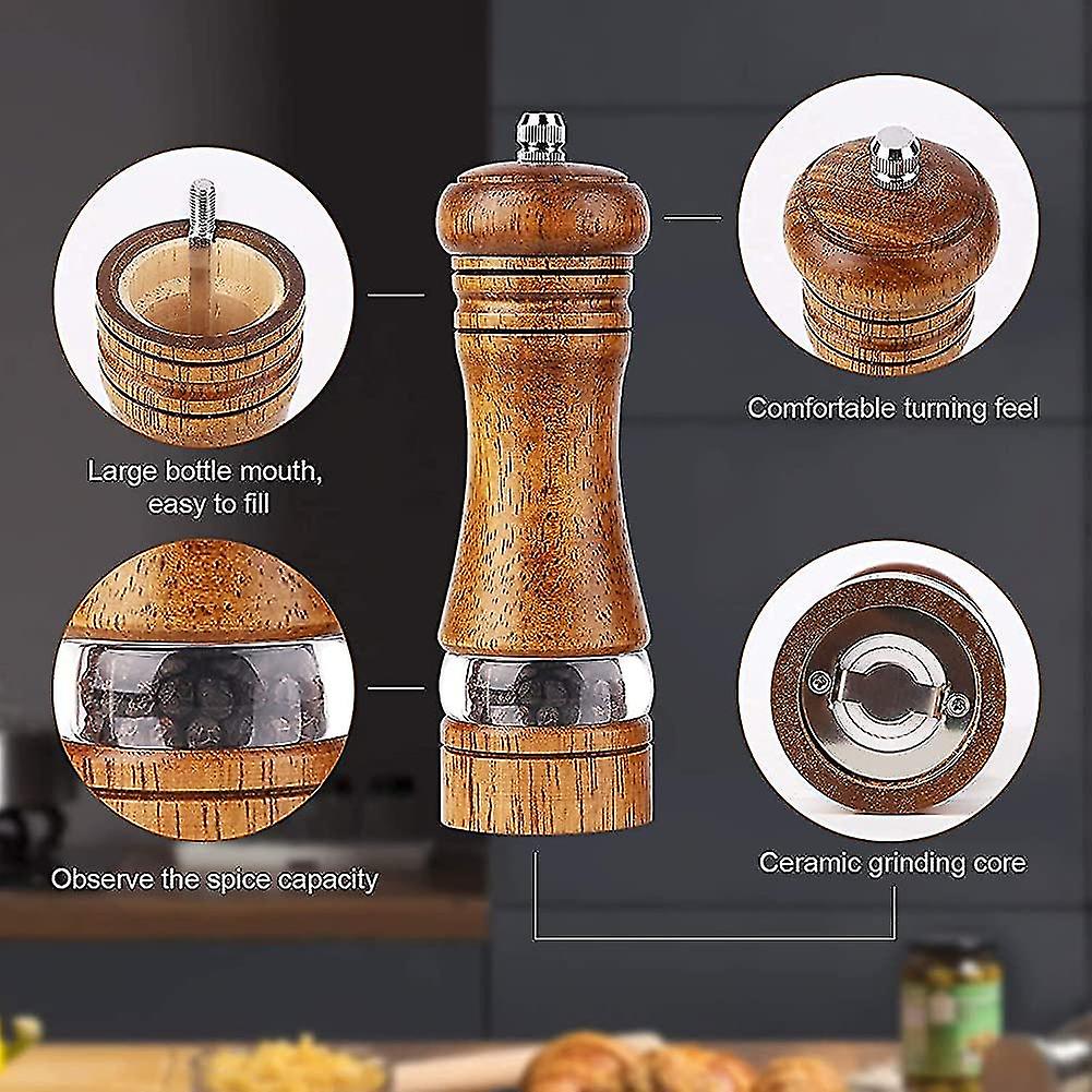 Salt And Pepper Mill Sets Wooden With Rest 2pcs 6.5