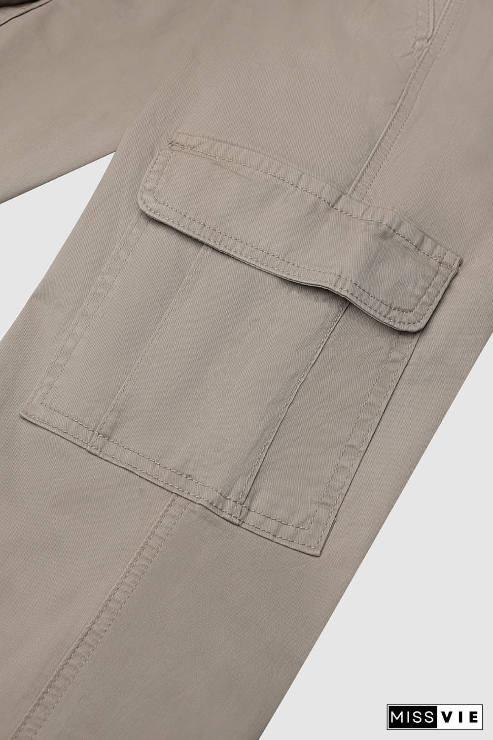 Flap Pocket Mid Waist Cropped Skinny Cargo Pants