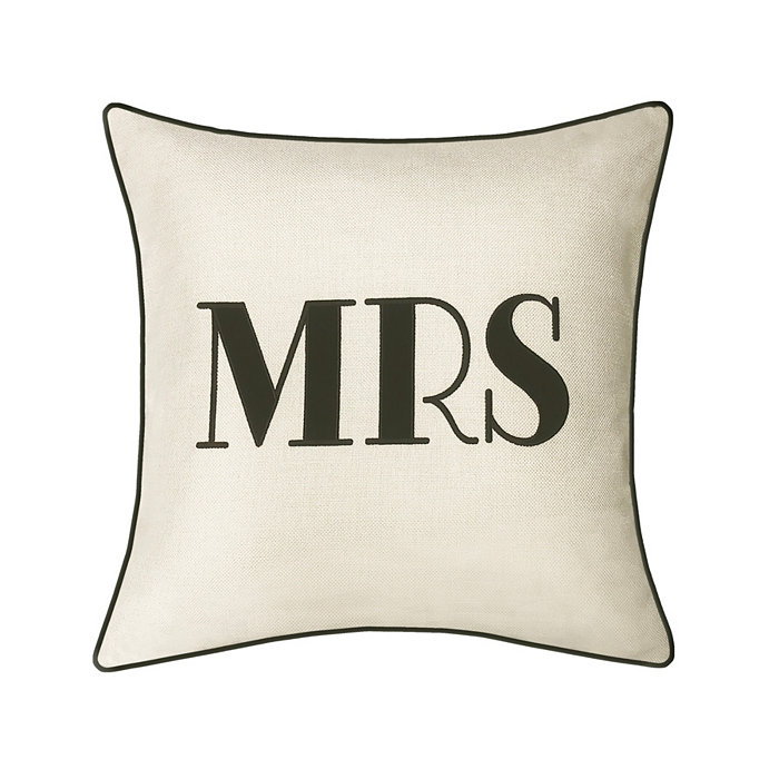 Edie@Home Celebrations Pillow Embroidered Appliqued Mrs