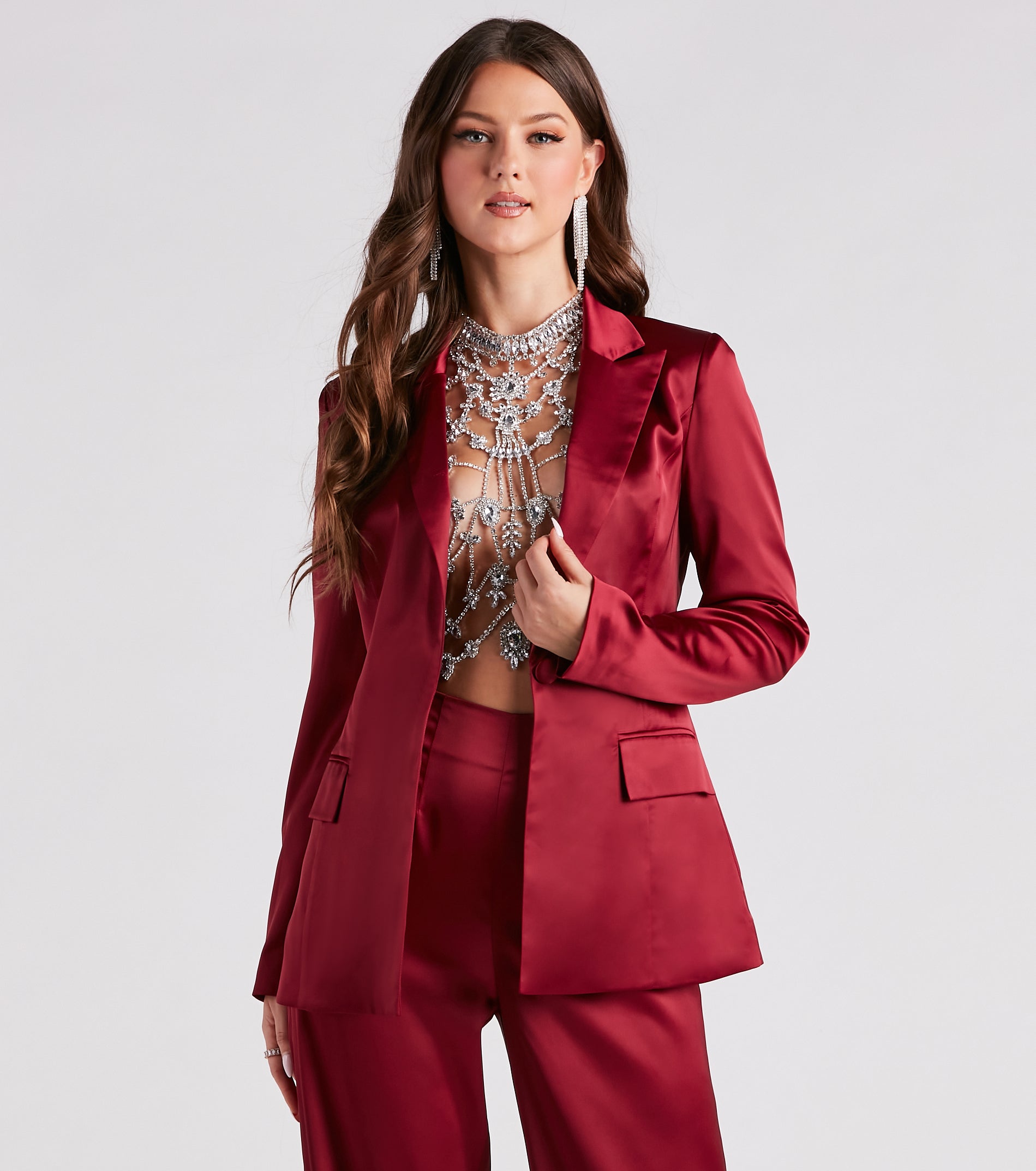 Elevated Details Sleek Satin Blazer