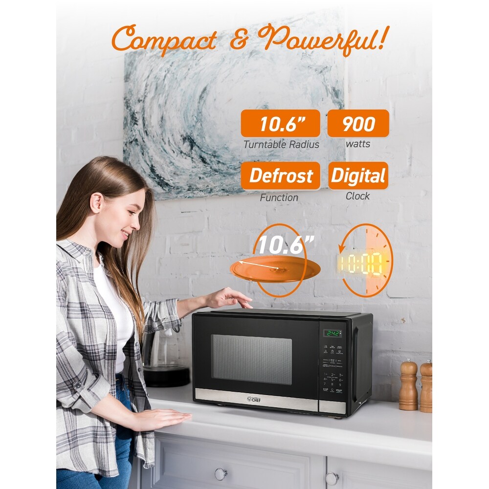 0.9 Cu.Ft Countertop Microwave Oven Stainless/Black