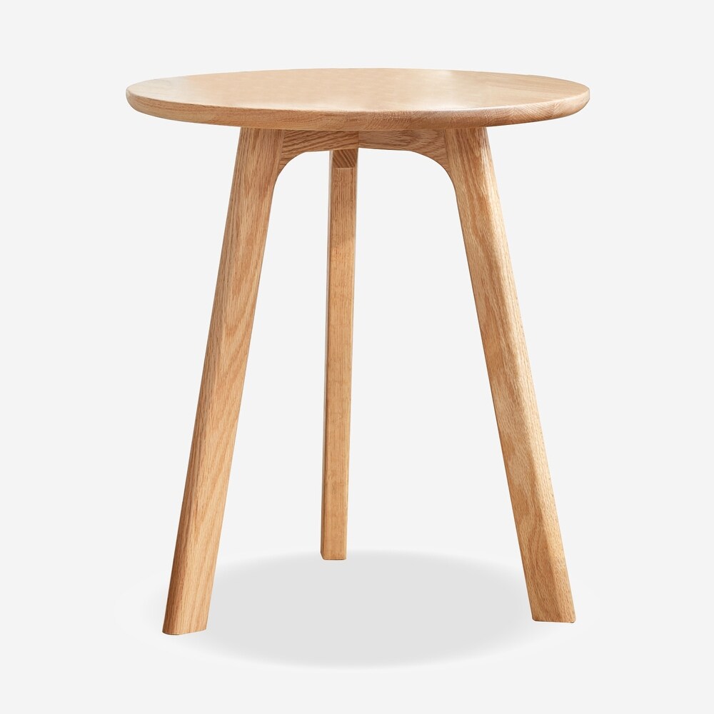 Solid Oak Wood Round End Table