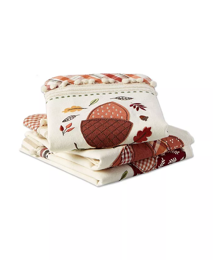 Design Imports Thanksgiving Cozy Picnic Plaid Dishtowel Set of 3