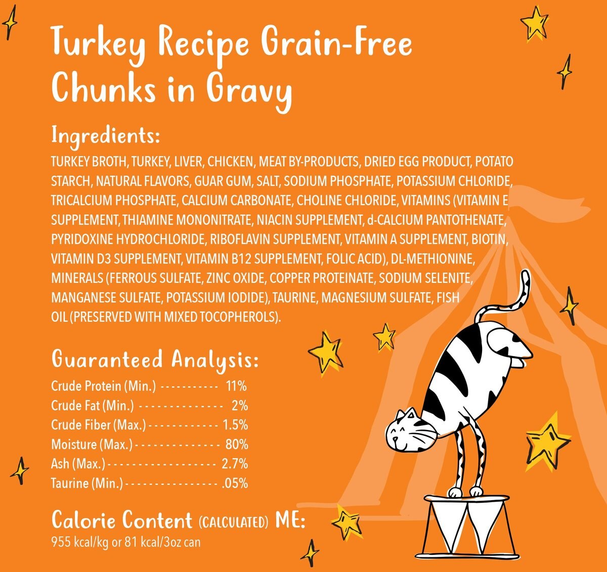 Tiny Tiger Chunks in Gravy Turkey Recipe Grain-Free Canned Cat Food