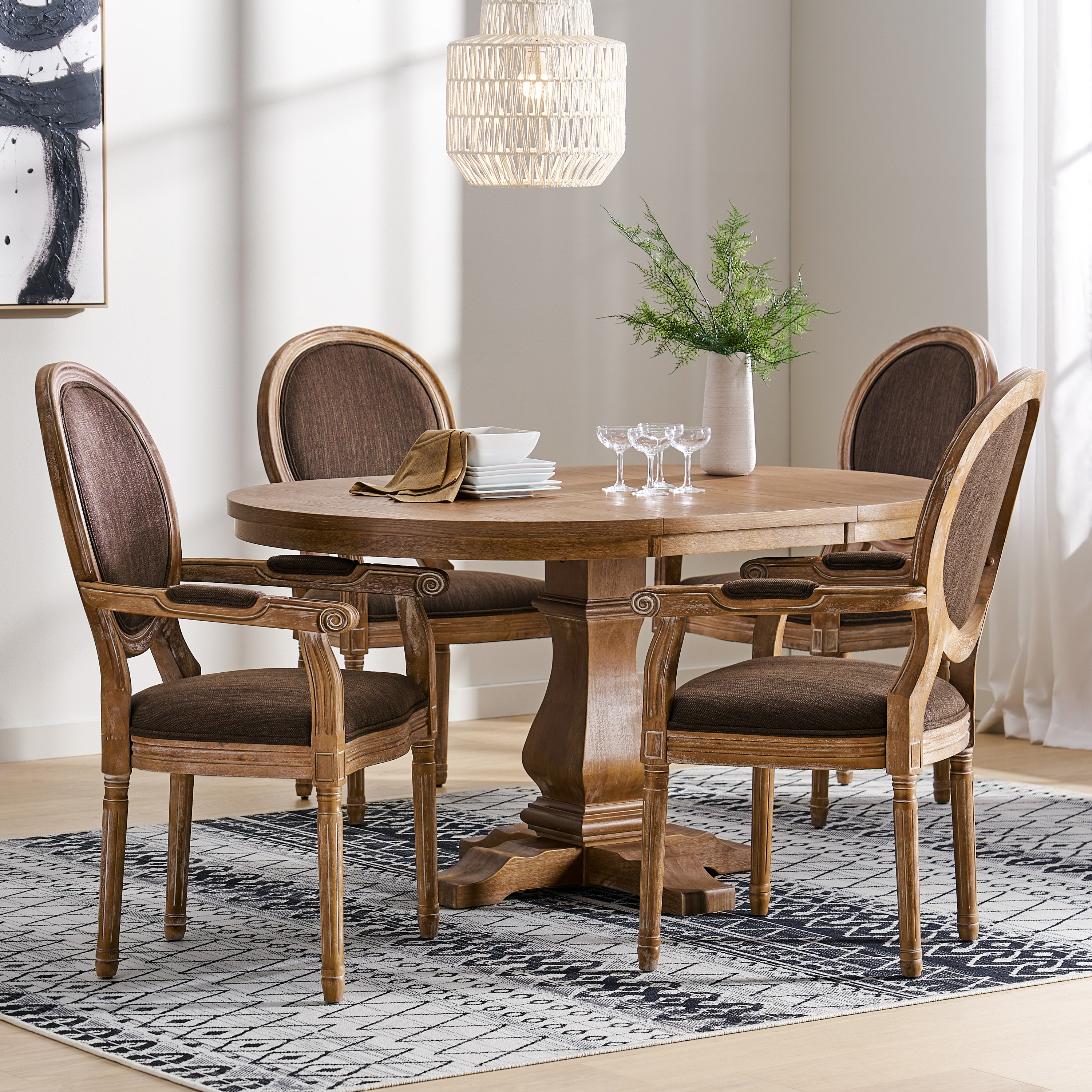 Aisenbrey French Country Wood 5-Piece Expandable Oval Dining Set