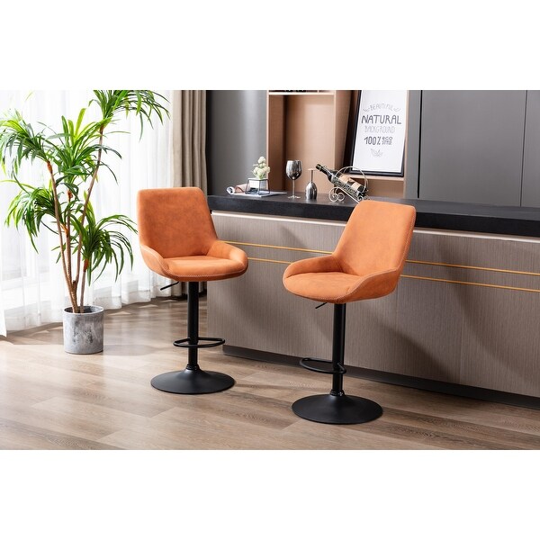 Porthos Home Jalen Adjustable Bar Stools Set of 2， Microfiber， Swivel Seat