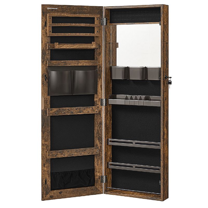 Lockable Jewelry Cabinet Armoire Rustic Brown