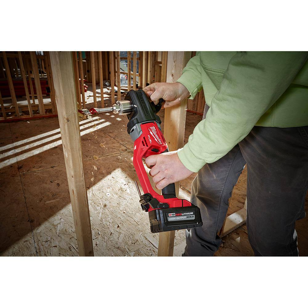 MW M18 FUEL GEN II 18-Volt Lithium-Ion Brushless Cordless 12 in. Hole Hawg Right Angle Drill w9pc PACKOUT Hole Saw Kit 2807-20-49-56-9295